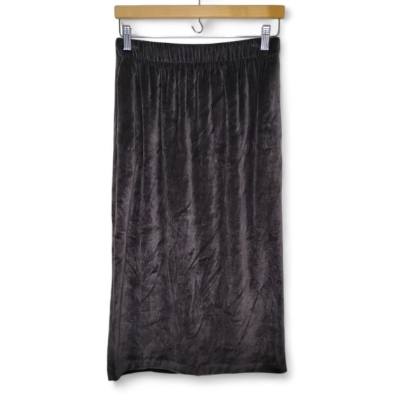 Vintage J.Jill Velour Skirt MP Pull-On Midi 90s Cozy Preppy Soft Fall Style USA - Picture 1 of 8